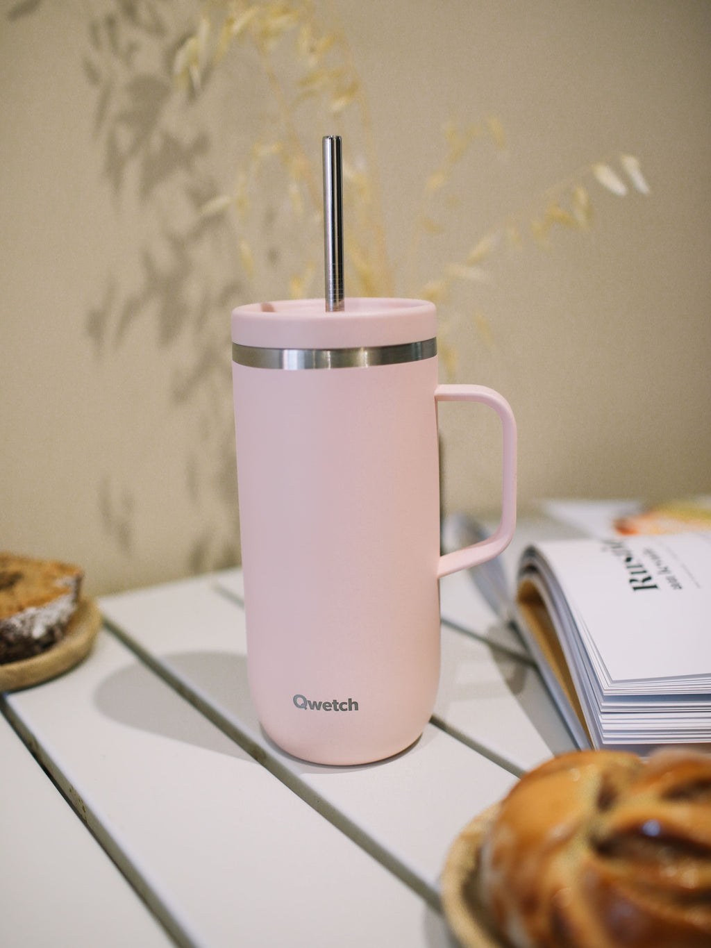 Insulated Cold Cup with Handle - Pastel Pink