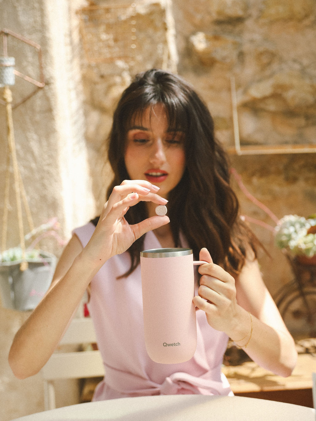 Insulated Cold Cup with Handle - Pastel Pink