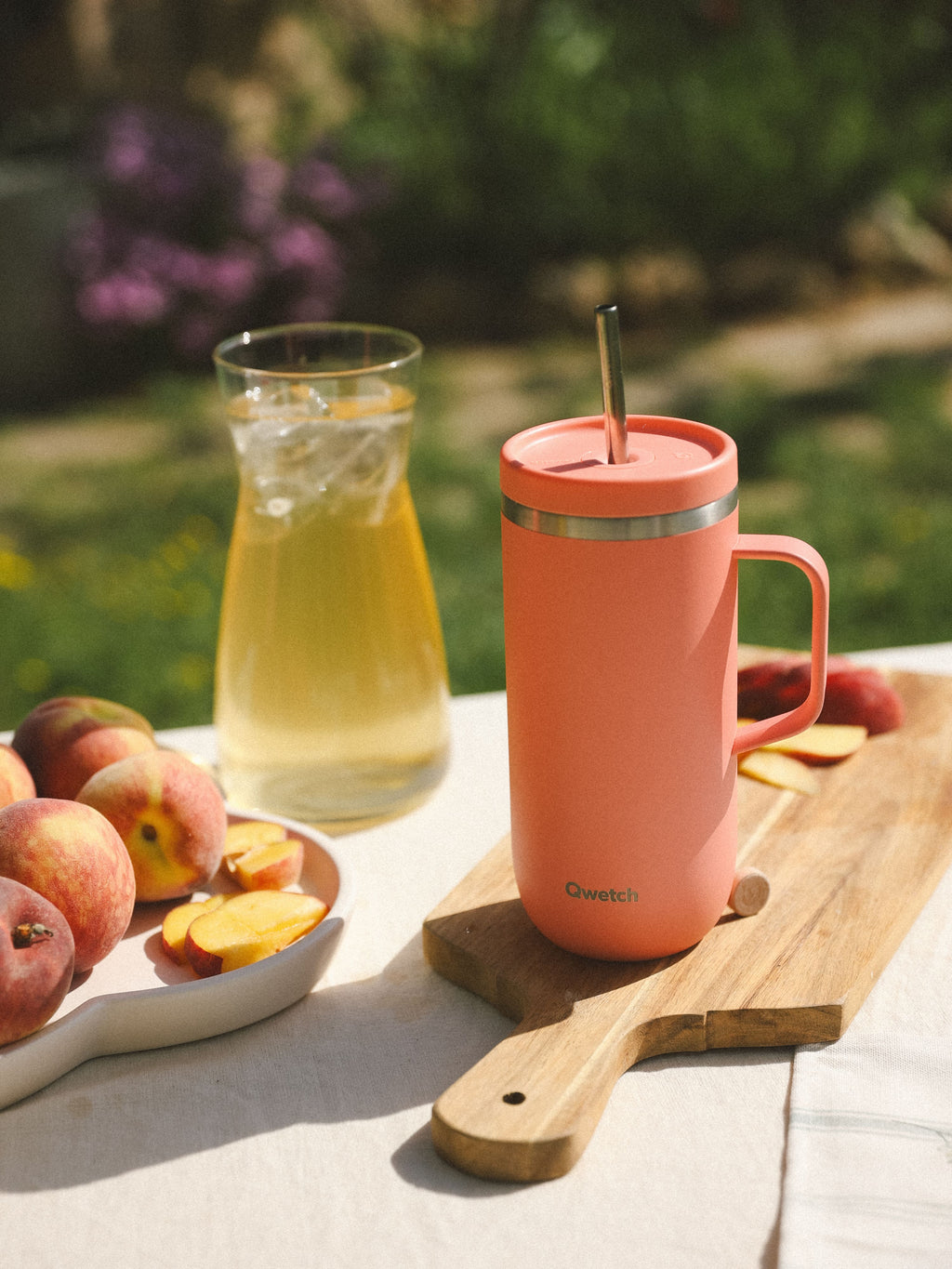 Insulated Cold Cup with Handle - Matt Peach