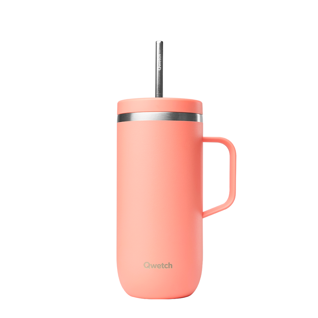 Insulated Cold Cup with Handle - Matt Peach