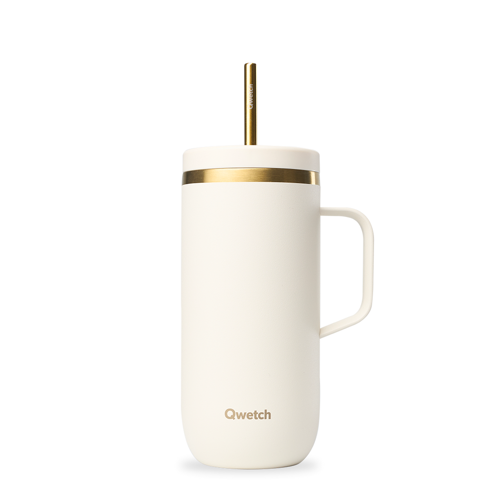 Insulated Cold Cup with Handle - Sand & Gold