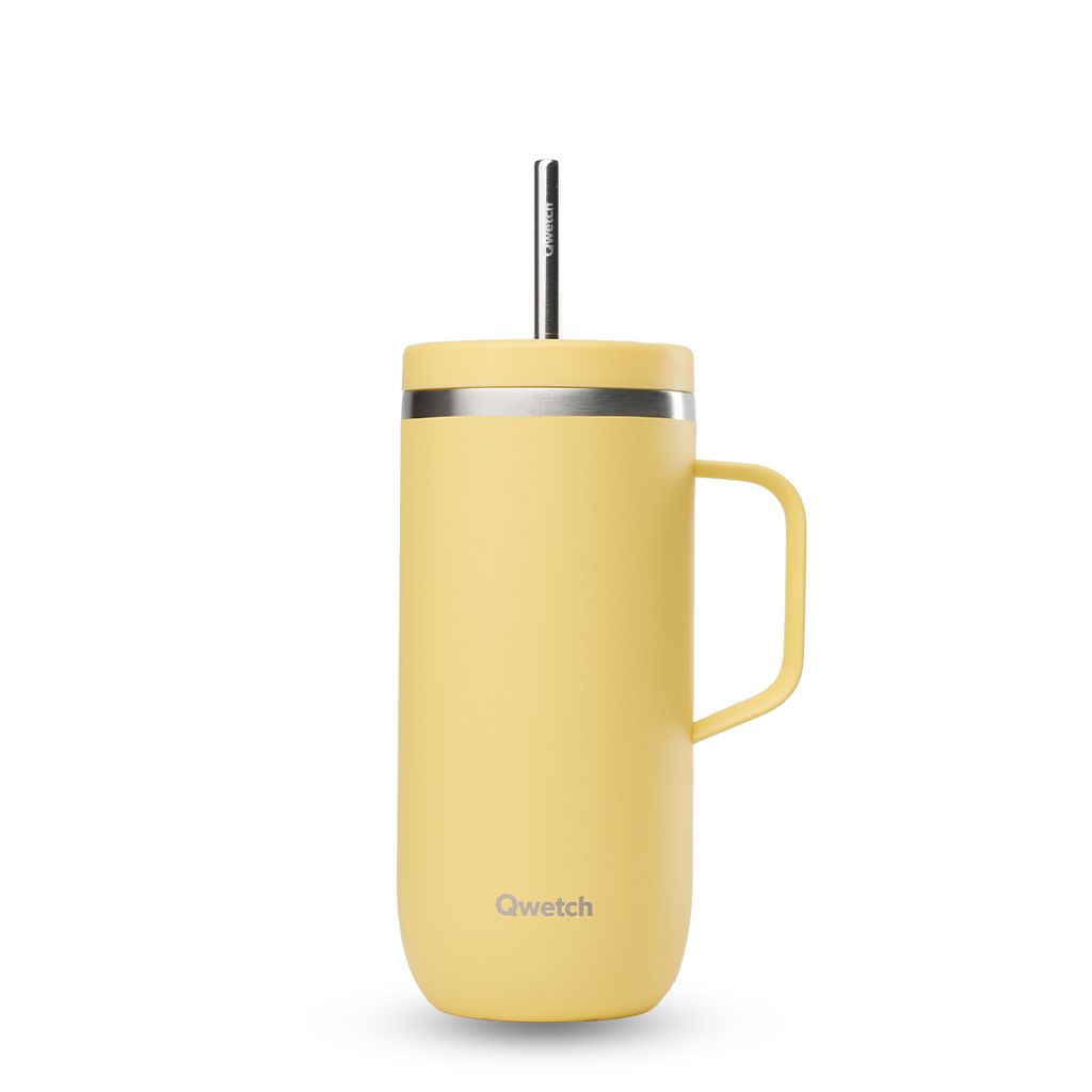 Insulated Cold Cup with Handle - Pastel Lemon